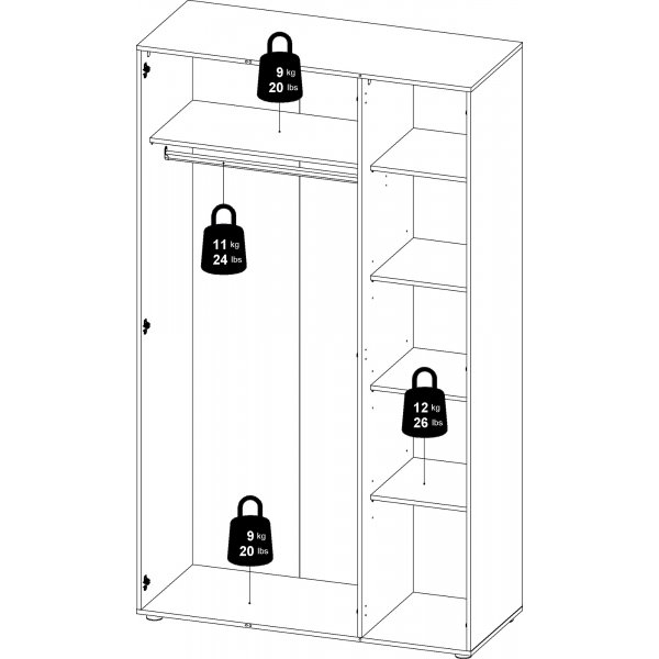 Pepe garderob med 3 dörrar - Gräddvit Pepe garderob med 3 dörrar - Gräddvit