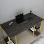 Academy skrivbord 125,2 x 60 cm - Guld/mrkgr