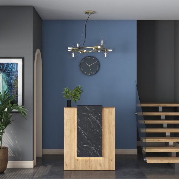 Idora receptiebalie - Walnoot/marmer Idora receptiebalie - Walnoot/marmer