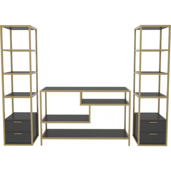 Robbins TV-bänk med hyllor - Guld/antracit Robbins TV-bänk med hyllor - Guld/antracit