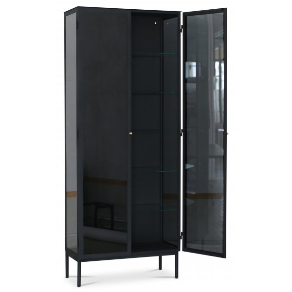 Revel vitrinskåp 200x80 cm - Svart / Tonat glas Revel vitrinskåp 200x80 cm - Svart / Tonat glas