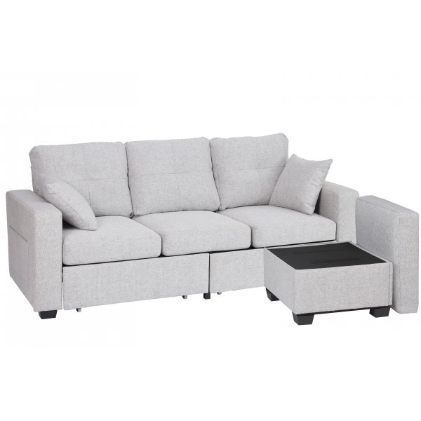 Divansoffa Davis med förvaring – Ljusgrå Divansoffa Davis med förvaring – Ljusgrå