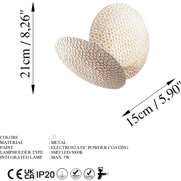 Yosma wandlamp - Wit/goud