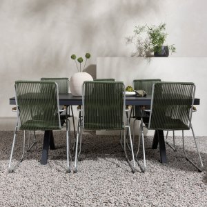 Groupe de repas extrieur Garcia avec 6 chaises Bois - Noir/Vert