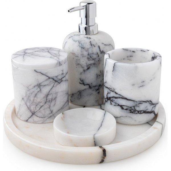 Badrumsset i vit marmor från Sicilien med 7 delar Badrumsset i vit marmor från Sicilien med 7 delar