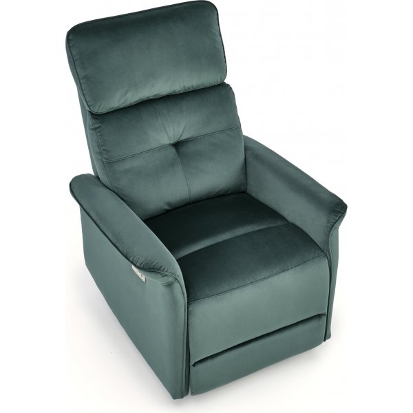 Fauteuil inclinable électrique Semir avec USB - Velours vert Fauteuil inclinable électrique Semir avec USB - Velours vert