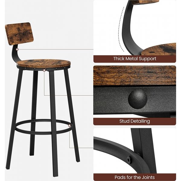 Frode barstol, 2-pack - Brun/svart