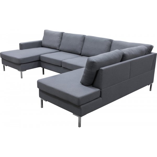 Nova grå U-soffa med metallben - 320 cm Nova grå U-soffa med metallben - 320 cm