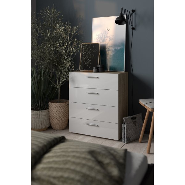 Pepe ladekast met 4 lades - Eiken/wit Pepe ladekast met 4 lades - Eiken/wit