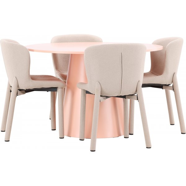 Matbord Lanzo med 4 st Astoria stolar - Beige/rosa Matbord Lanzo med 4 st Astoria stolar - Beige/rosa
