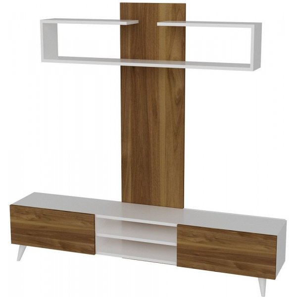 Dem TV-bänk - Vit/valnöt Dem TV-bänk - Vit/valnöt