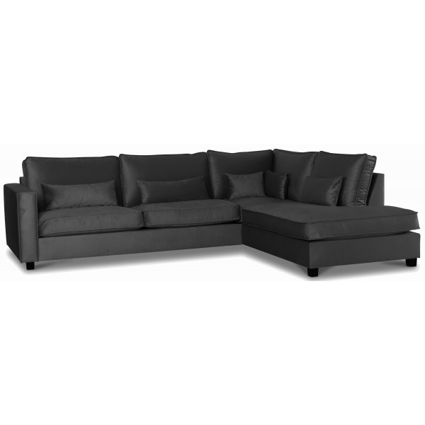 Adore soffa med ppet avslut hger - Mrkgr (sammet)