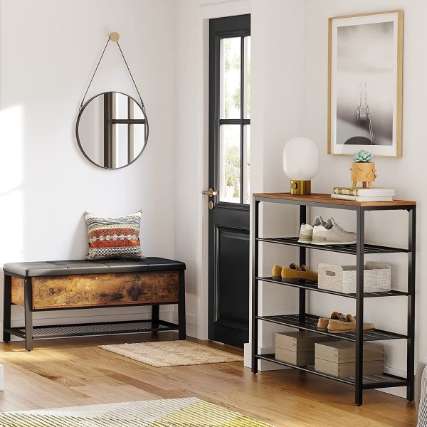 Jussi skohylla 100 x 92,5 cm- Brun/svart