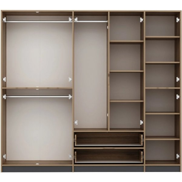 Armoire Elina 232 x 52 x 208 cm - Anthracite/marron Armoire Elina 232 x 52 x 208 cm - Anthracite/marron