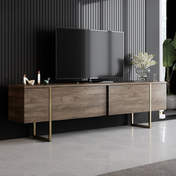 TV-meubel Lux Walnoot / Goud - 180 cm