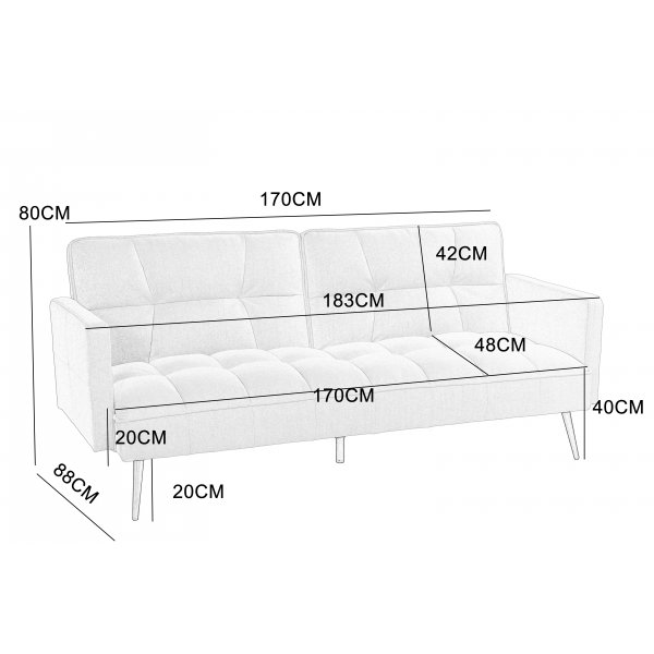 Bäddsoffa Trelleborg – Ljusgrå tyg | 183 cm Bäddsoffa Trelleborg – Ljusgrå tyg | 183 cm