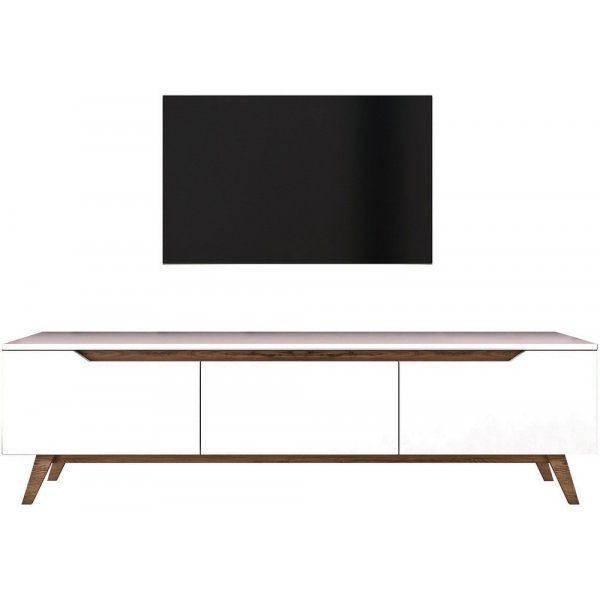 Duno mediabänk - Vit/mörk valnöt Duno mediabänk - Vit/mörk valnöt