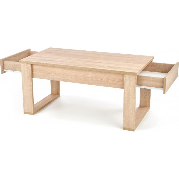 Soffbord med lådor 110x 60 cm ljus ek + Möbeltassar Soffbord med lådor 110x 60 cm ljus ek + Möbeltassar