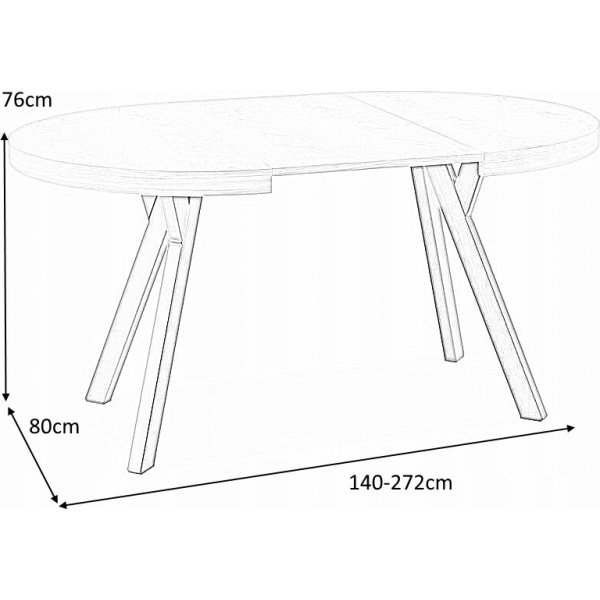 Table  manger Domingo 140-272 cm - Chne/noir