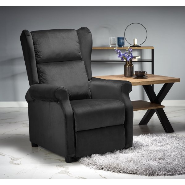 Fauteuil inclinable en tissu noir