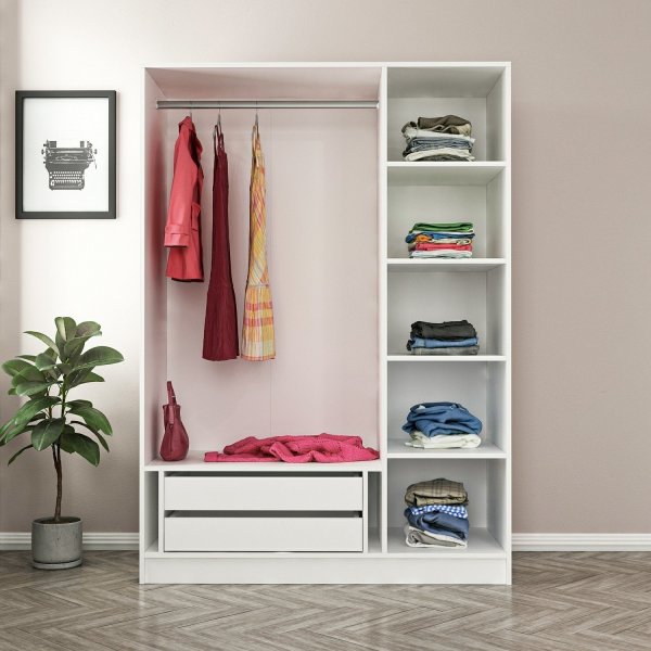 Armoire Cikani 135x52x210 cm - Blanc Armoire Cikani 135x52x210 cm - Blanc