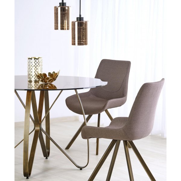 Table à manger ronde Rhonda 120 cm - Marron / Or antique Table à manger ronde Rhonda 120 cm - Marron / Or antique