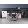 Plaza matgrupp, marmorbord med 4 st Plaza sammetsstolar - Rosa/Gr/Krom