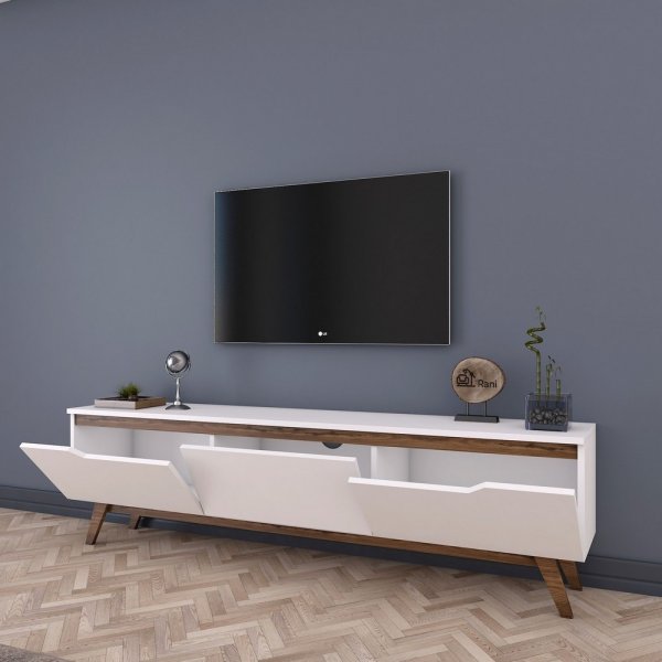 Meuble TV moderne noyer blanc 180 cm