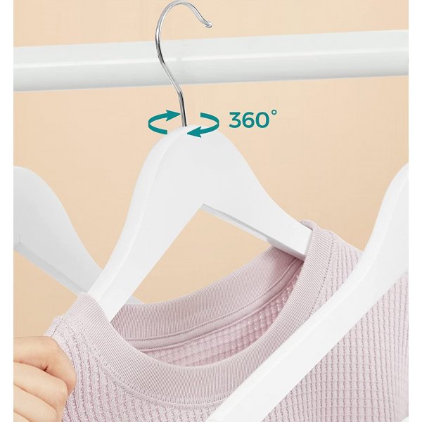 Cintre, bois, 44,5 cm, pack de 10 - Blanc