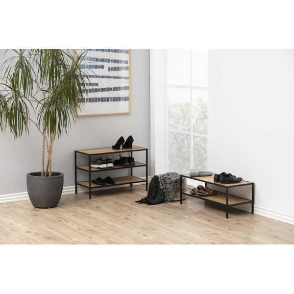 Étagère à chaussures Seaford 50 cm - Chêne/noir Étagère à chaussures Seaford 50 cm - Chêne/noir
