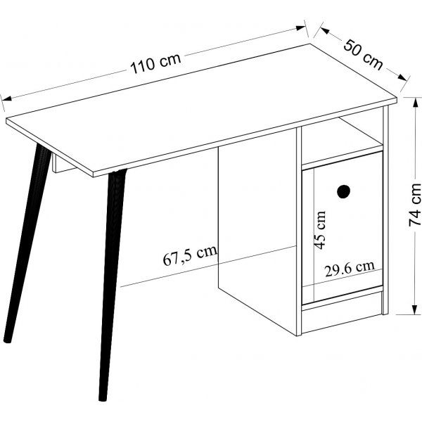 Bureau Corso 110x50 cm - Blanc/chne saphir