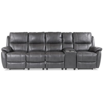 Enjoy Hollywood reclinersoffa - 4-sits (el) i grått konstskinn (modell V)