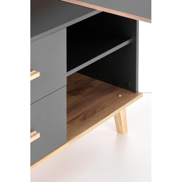 Bureau Sergio 134-210 x 60-90 cm - Anthracite/chêne wotan Bureau Sergio 134-210 x 60-90 cm - Anthracite/chêne wotan