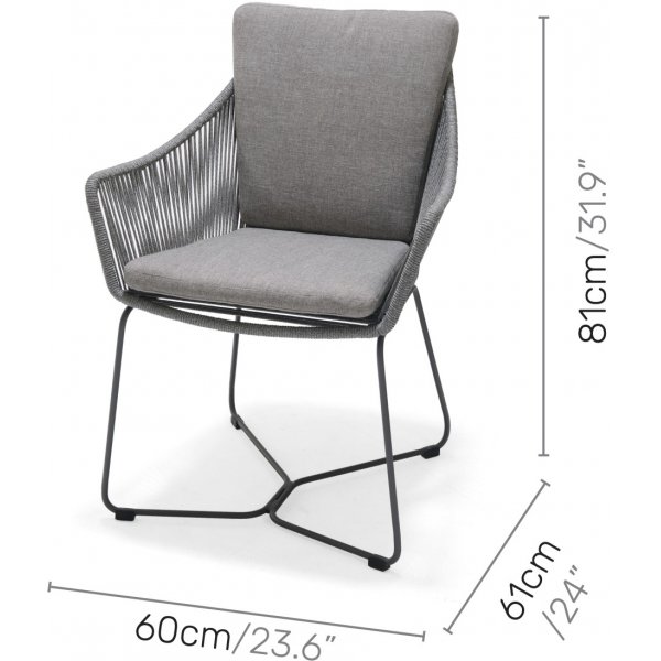 Lifestyle Garden Opal utegrupp med 220 cm långt matbord och 6 st matstolar - Grå / Rep Lifestyle Garden Opal utegrupp med 220 cm långt matbord och 6 st matstolar - Grå / Rep