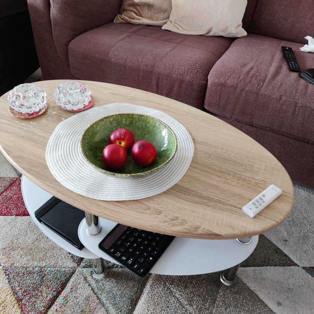 Kundbild Soffbord 90 x 50 cm Vit/ek - Adiba: N�jd