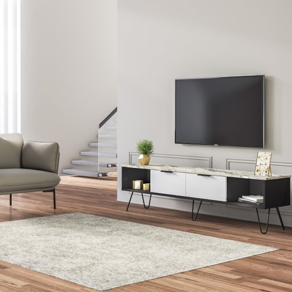 Maribo TV-bänk - Svart/vit Maribo TV-bänk - Svart/vit