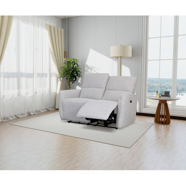 Soffa elektrisk recliner 2-sits - Ljus bouclè soffa Soffa elektrisk recliner 2-sits - Ljus bouclè soffa