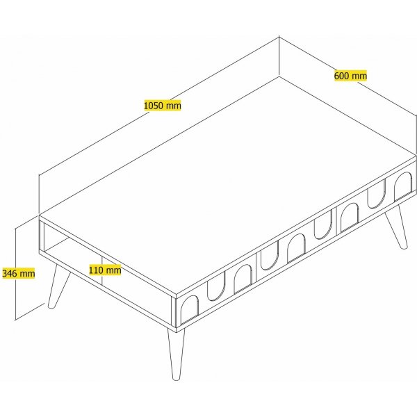Table basse Lyon 105 x 60 cm - Blanc/noyer