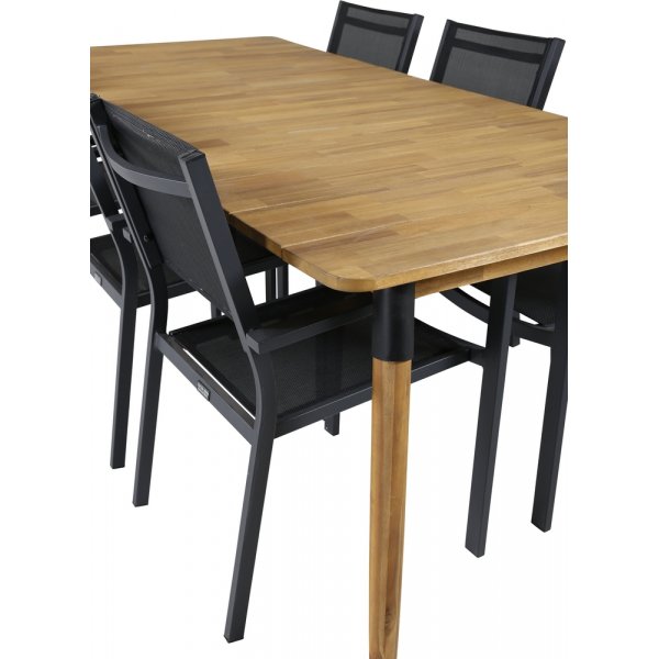 Julian utematgrupp med 6 st Copacabana stolar - Svart/Natur