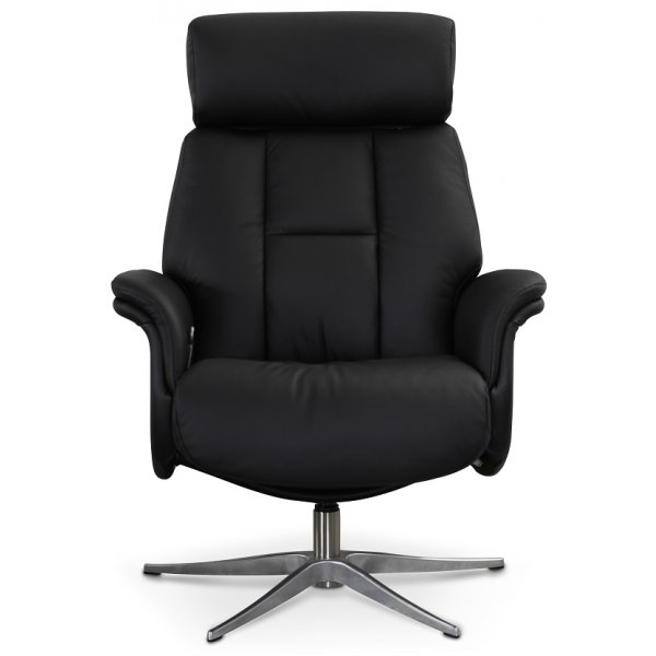 Peru reclinerfåtölj med pall - Svart läder Peru reclinerfåtölj med pall - Svart läder