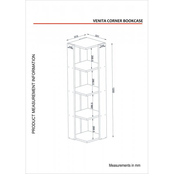 Venita bokhylla - Vit