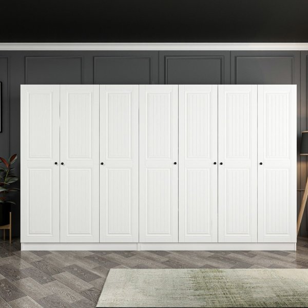 Kapeto garderob 315x52x210 cm, variant B - Vit