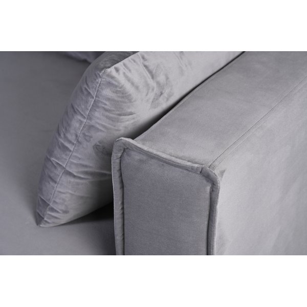Soffa 250 cm bred mörkgrå sammet 114 cm djup Soffa 250 cm bred mörkgrå sammet 114 cm djup