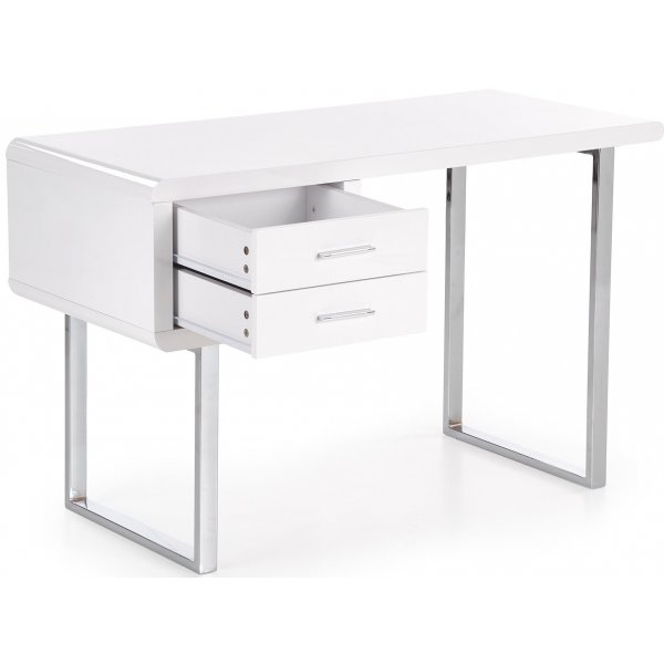 Bureau Fernanda 120x55 cm - Blanc (Haute brillance) / chrome Bureau Fernanda 120x55 cm - Blanc (Haute brillance) / chrome