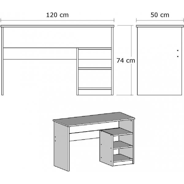 Bureau Bahar 120x50 cm - Blanc Bureau Bahar 120x50 cm - Blanc