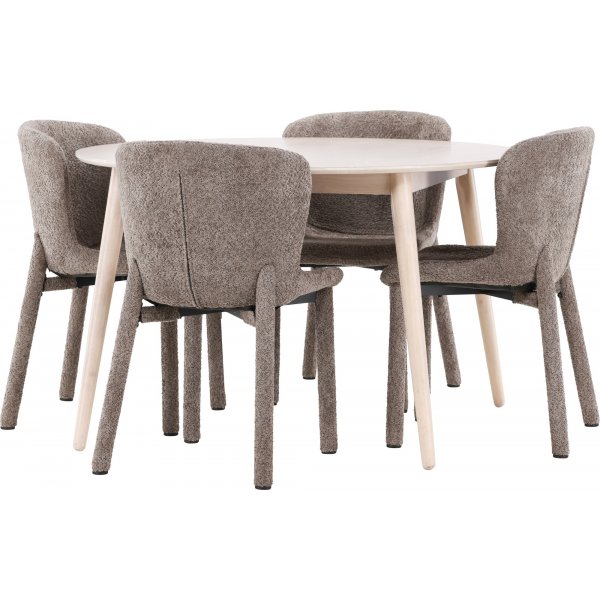 Matbord Flora med 4 st Astoria stolar - Brun/whitewash + 3.00 x Möbeltassar Matbord Flora med 4 st Astoria stolar - Brun/whitewash + 3.00 x Möbeltassar