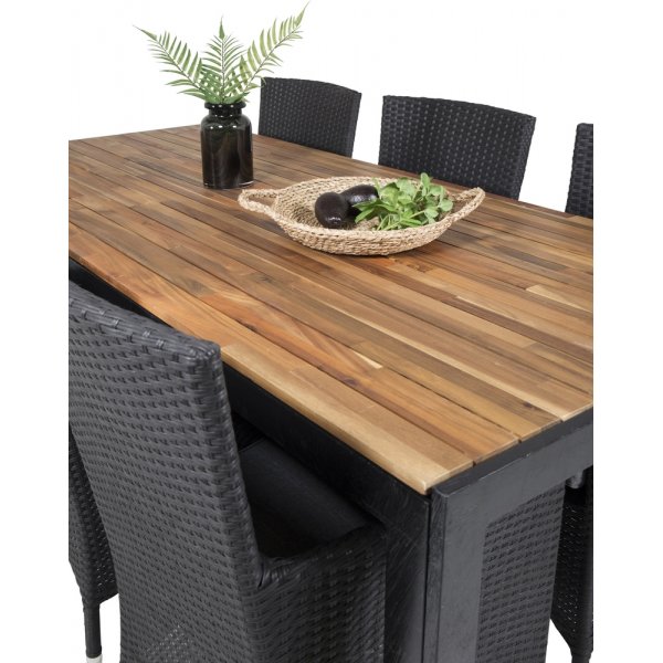 Bois utematgrupp med 6 st Malin stolar - Svart/Gr/Natur