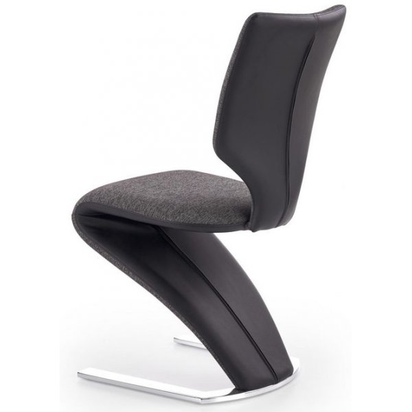 Chaise de salle à manger Zackary - Gris/noir (Tissu/PU) - Chrome Chaise de salle à manger Zackary - Gris/noir (Tissu/PU) - Chrome