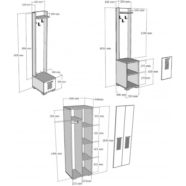 Cintre Asimo 130 x 44,6 x 183 cm - Blanc Cintre Asimo 130 x 44,6 x 183 cm - Blanc
