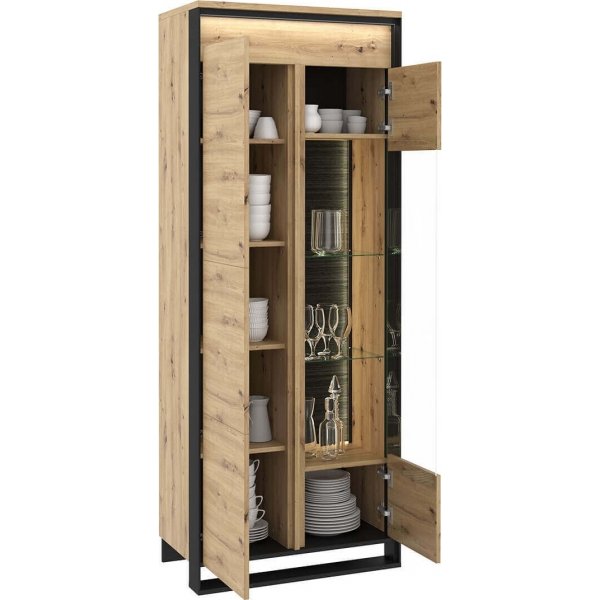 Quant vitrinekast - Ambachtelijk eiken/zwart Quant vitrinekast - Ambachtelijk eiken/zwart